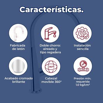 Llave Monomando Para Fregadero Cabezal movible 360° Helvex E-309