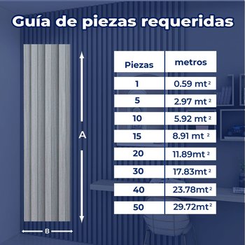 Panel Lambrin para Pared WPC Interior Gris 16.5X290X2.2 CM