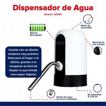 Dispensador de Agua Garrafón Blanco Recargable