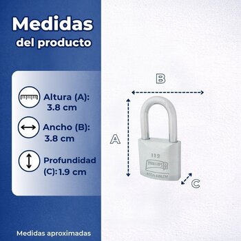 Candado Gancho Largo Metálico 112 Gl Phillips