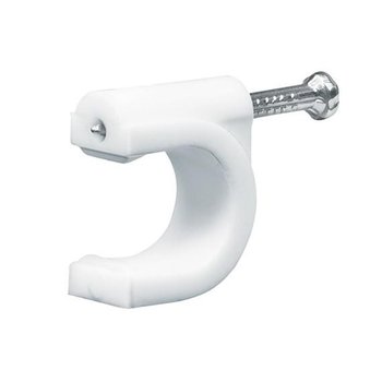 Grapa Curva Cable Coaxial Volteck 20 pz Blanca