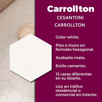 Piso Carrollton White Cesantoni 23.2 x 26.7 cm Rectificado