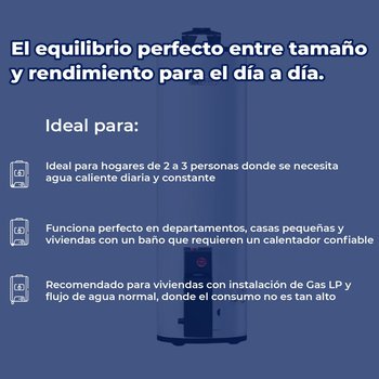 Calentador Depósito Calorex Maximus 72 L Gas LP 2 Servicios