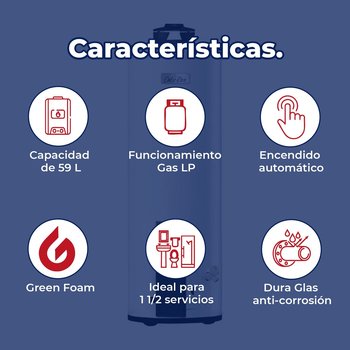 Calentador Deposito Calorex Maximus 59 L Gas LP 1 1/2 Servicio