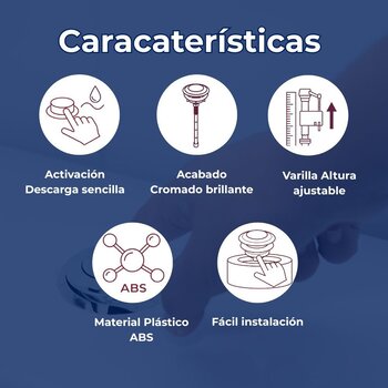 Botón Cromado de Descarga Sencilla Para WC Fluidmaster