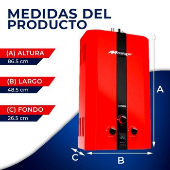 Calentador Paso Rojo 16 L Mirage Flux Gas LP