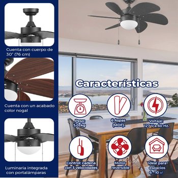 Ventilador de techo tramontana 30 pulgadas bronce con luz