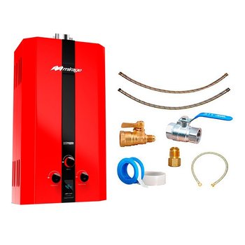 Calentador Paso 06 Lts Rojo Gas Lp Incluye Kit de Instalación