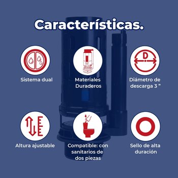 Válvula de Descarga Sanitario Dual 3" Pulgadas WC 2 Pzas