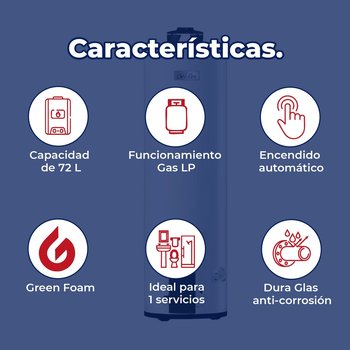 Calentador Depósito Calorex Maximus 72 L Gas LP 2 Servicios