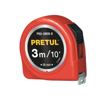 Cinta de Medir Flexómetro rojo 3 m cinta 13 mm en tarjeta Pretul
