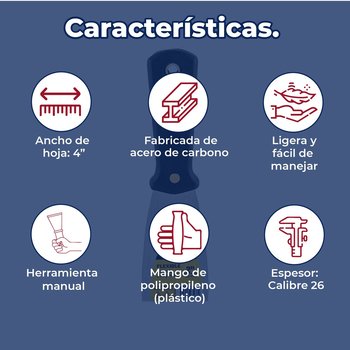 Espátula Flexible 4" Pulgadas Con Mango de Plástico Pretul