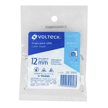 Grapa Curva Cable Coaxial Volteck 20 pz Blanca