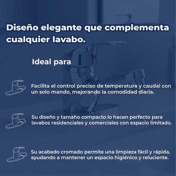 Llave Monomando para Lavabo 4" sin Desagüe Rugo 23MQ