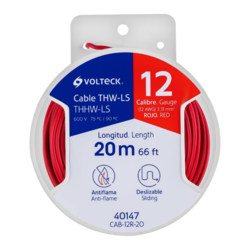 Cable Eléctrico THHW-LS Calibre 12 AWG Rojo 20 m