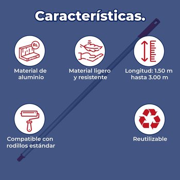 Extensión para Rodillo Aluminio 1.50 Extendible a 3 Metros Byp