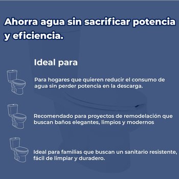 Sanitario Para Baño Alargado Compacto Blanco Option 4.8 L Helvex