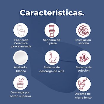 Sanitario WC una pieza Rivoli Plus Blanco 4.8 L Helvex