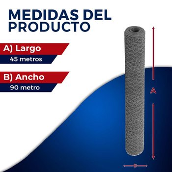 Malla Hexagonal DeAcero 0.90 x 45 Calibre 23 (Precio por metro)