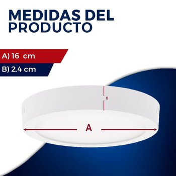 Luminario led sobreponer techo 6 pulgadas 12 watts drum blanco
