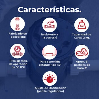 Clorador Automático Para Pastilla en Linea C/Válvula 2 KG