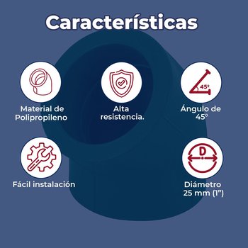Codo Tuboplus Rotoplas 45 x 1 pulgadas