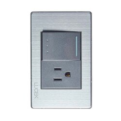 Placa metalica 1 apagador escalera y 1 contacto color anonizado