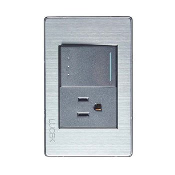 Placa metalica 1 apagador escalera y 1 contacto color anonizado