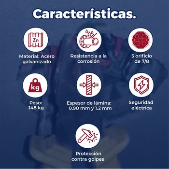 Caja octagonal galvanizada 3X3 reforzada