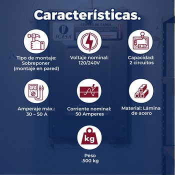 Centro Carga Igesa 2 Circuitos Sobreponer