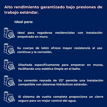 Válvula de Empotrar Para Regadera Rosca Cromo E-60