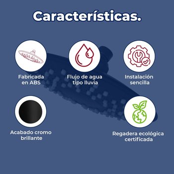 Regadera Sin Brazo Redonda 8” Rugo Modelo Paris Acabado Negro