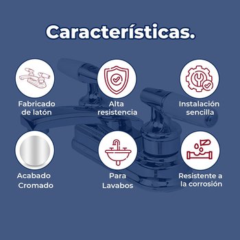 Llave Mezcladora para Lavabo 4” cierre 90° Rugo Maneral Piruli