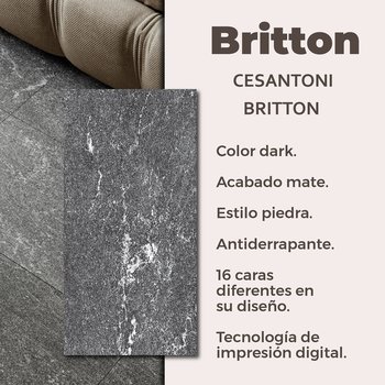Piso Britton Dark Cesantoni 45 x 90 cm Rectificado