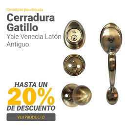 Cerradura Entrada Gatillo Yale Venecia Latón Antiguo