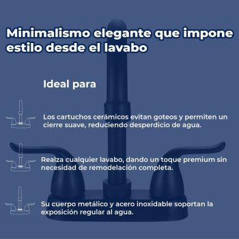 Llave Mezcladora Para Lavabo 4" Tipo Bar Color Negro Rugo 24N