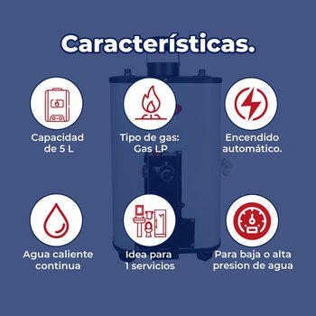 Calentador paso 05 lts Iusa Rápida Recuperación Gas lp