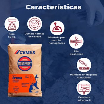 Cemento Cemex Mortero Óptimo 50 kg
