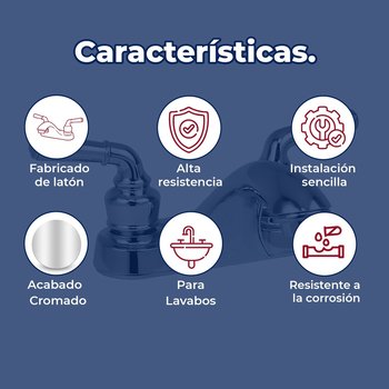 Llave Mezcladora para Lavabo 4” cierre de 90° Rugo Maneral Pekín