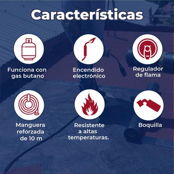 Soplete Gas Butano Encendido Electrónico Manguera 10 m