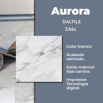 Piso Tipo Mármol Aurora Bianco Daltile 60x60 cm Rectificado