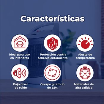 Calentador ambiente portátil 15.7x21x29 127v 1500 w