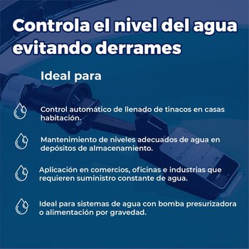 Válvula Tinaco /Cisterna 13MM 1/2" Baja y Alta Presión