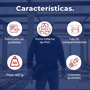 Porta herramientas de poliéster 13 compartimentos Truper