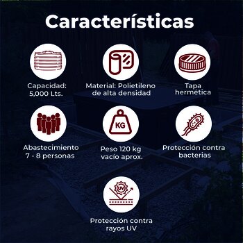 Cisterna Rotoplas Equipada 5000 Litros para Almacenar Agua