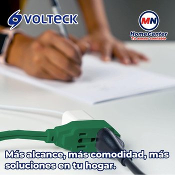 Extensión Eléctrica Domestica Volteck 4 M Clavija Plana Verde