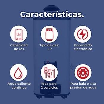 Calentador de Paso Iusa Enerhit Gas LP 12 L