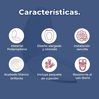 Asiento Para Sanitario Cierre lento Alargado Tapa Helvex AT-1