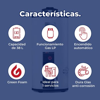 Calentador Depósito Calorex Maximus 38 L Gas LP 1 Servicio