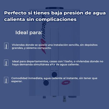 Calentador De Paso Mirage 6 L Gas LP Incluye Maxiboiler